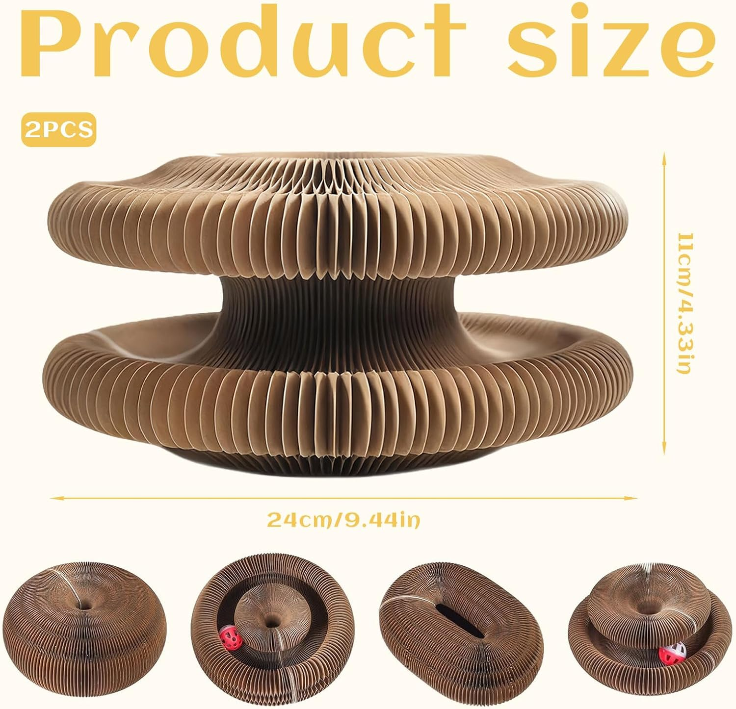 Xanthelle Scratching Cocoon for Cats, 2 Pack Cat Cave and Cat Toy with Scratching Cardboard for Cats as Scratching Board Accessory Indoor image number 2