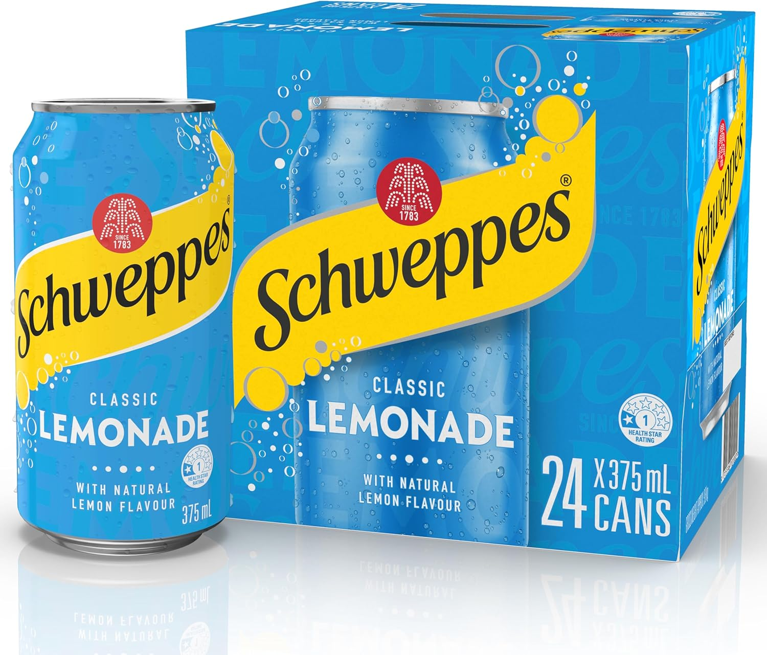 Schweppes Lemonade Soft Drink Can 375 Ml (Pack of 24)
