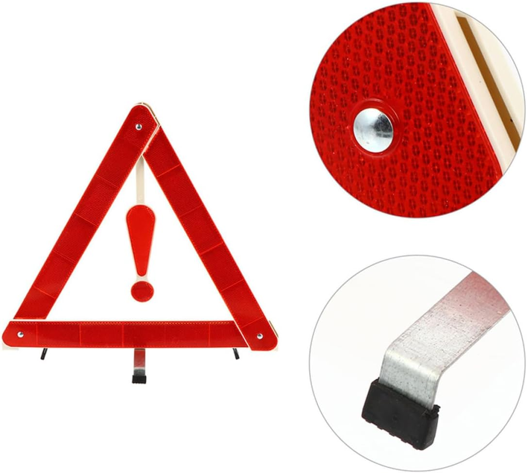 3Pcs Foldable Emergency Triangle Safety Signs for Vehicles with Non-Skid Base Reflective High Brightness Warning Triangles for Roadside Visibility and Breakdown Emergency Use
