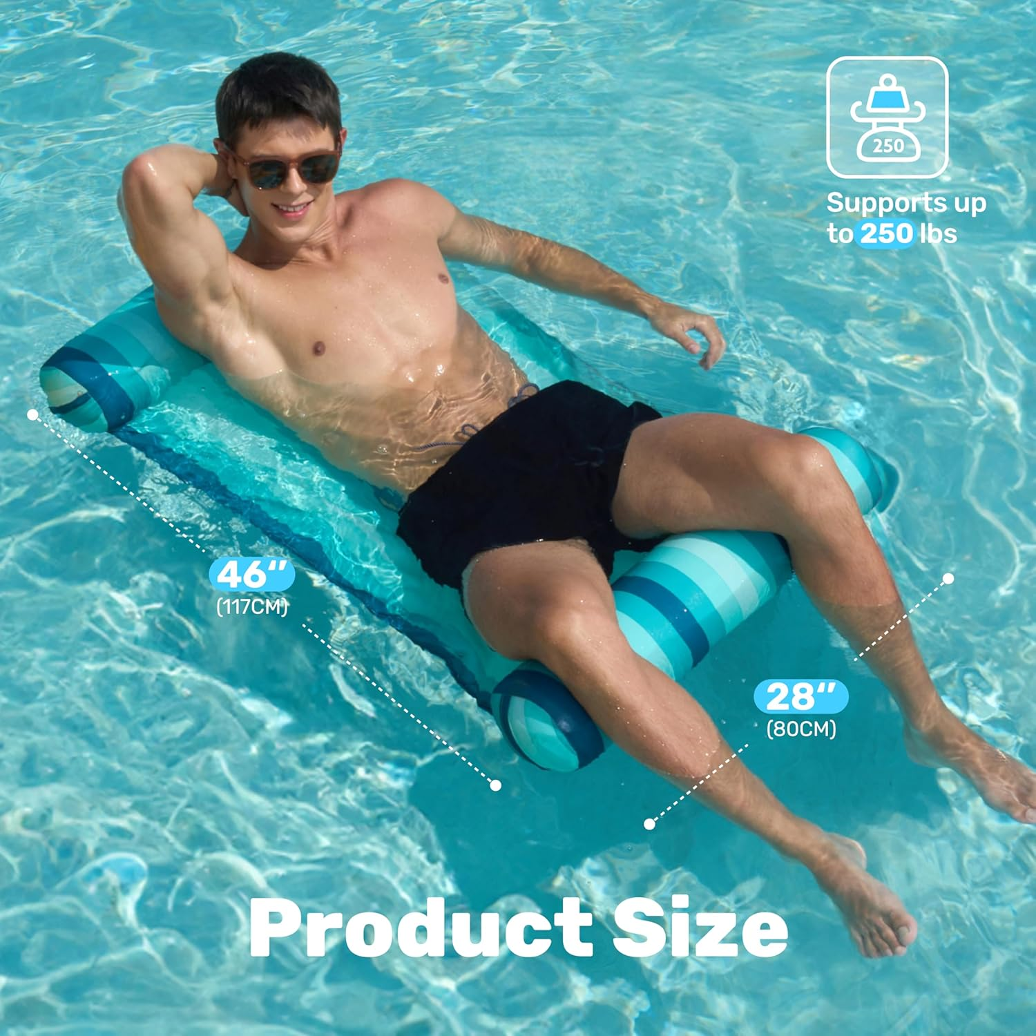 Sloosh 3 Pack Inflatable Pool Float Hammock, Water Hammock Lounges, Multi-Purpose Swimming Pool Accessories (Saddle, Lounge Chair, Hammock, Drifter) for Pool, Lake, Outdoor, Beach image number 3