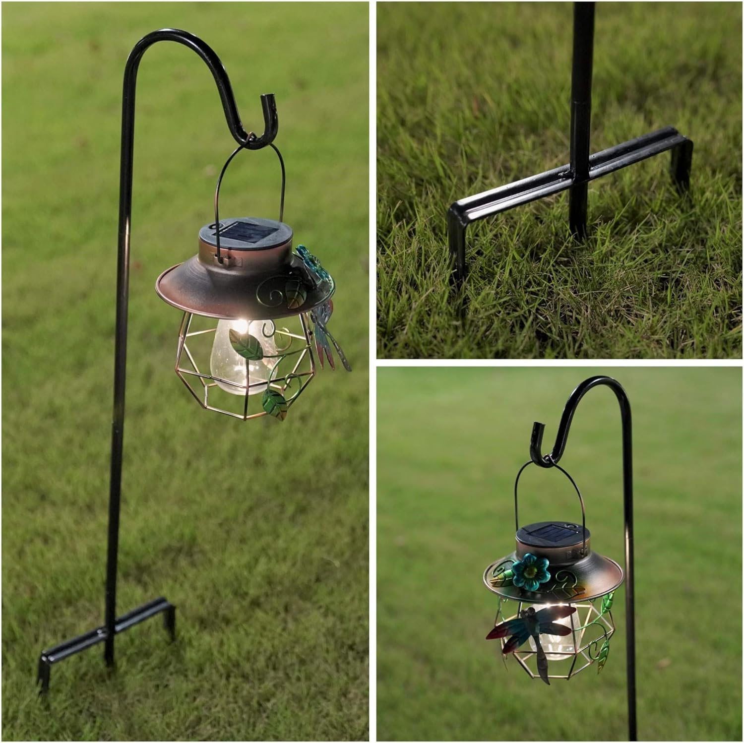 EXCMARK 2 Pack Shepherd Hook 31 Inch 1/2 Inch Thick Use at Weddings, Hanging Solar Lights, Lanterns, Bird Feeders, Metal Hanger Hook (Black, 31 Inch). U.S. Patent. image number 2