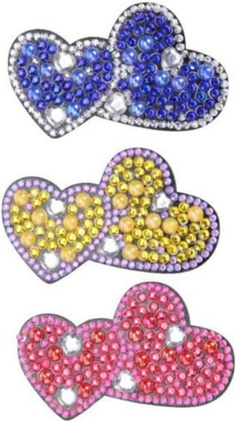 3Pcs Diamond Painting Hair Clips, 5D Bowknot Bobby Pins Girls Diy Diamond Hair Clip Butterfly Hairpin Elegant Barrettes Gift for Girls Daughter Best Friend or Mather 8.5 * 3.5Cm (J)