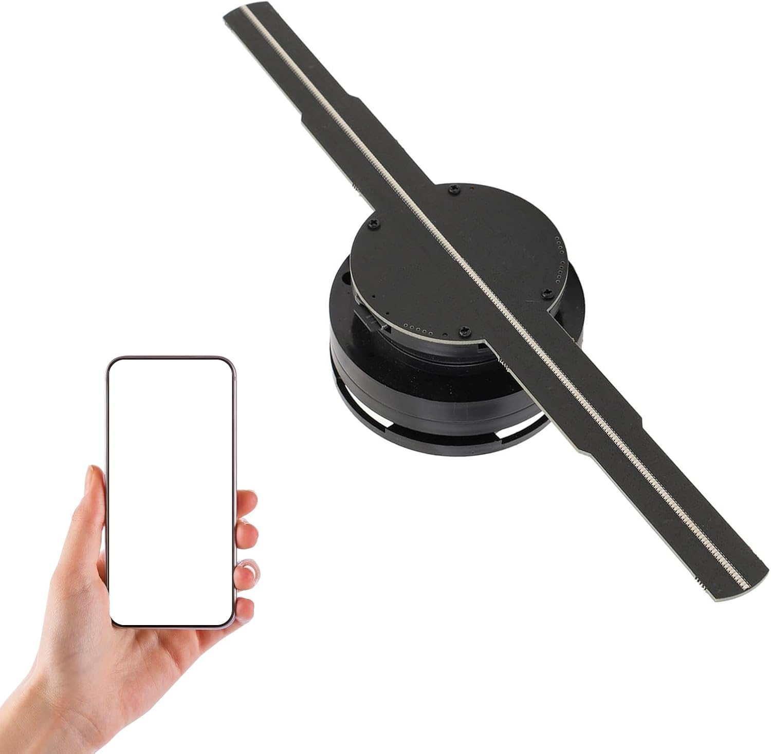 3D Hologram Fan with 16GB Memory Card, 1024X1024P 2 Blades LED 3D Hologram Fan Display Projector with 256 LED Beads Wifi APP Control for Windows,For Android,For Ios for Business image number 4