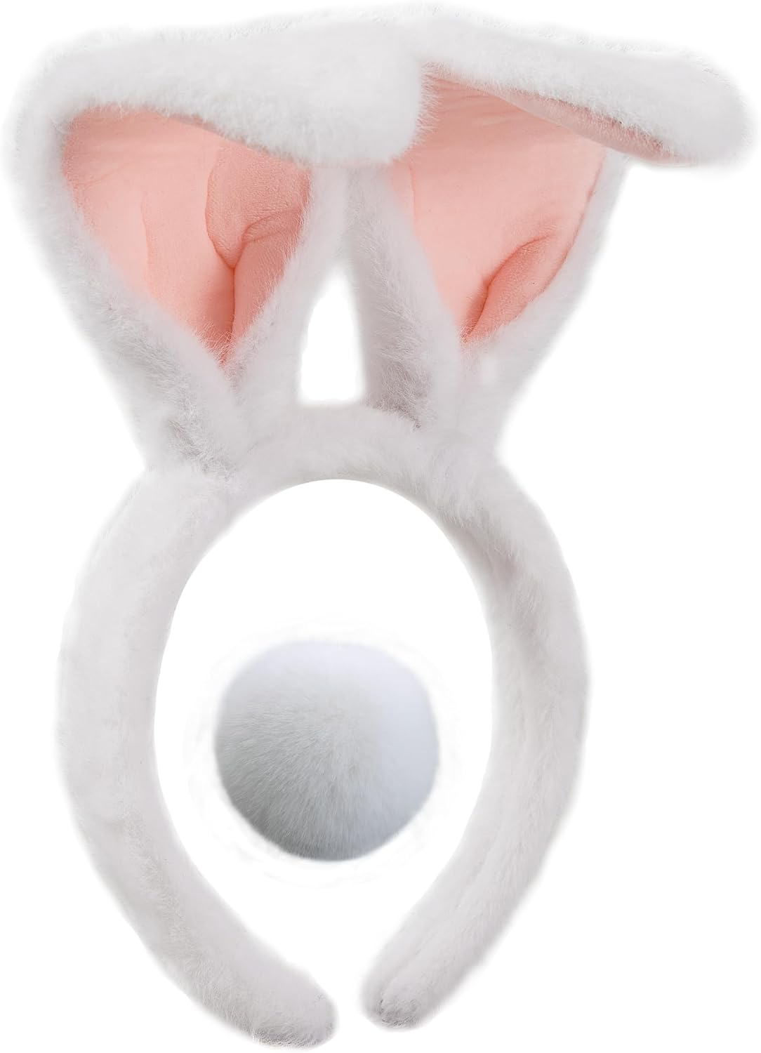 Olivemont Easter Bunny Ears Headband for Rabbit Pretend Play Plush Costume (White 2), Size