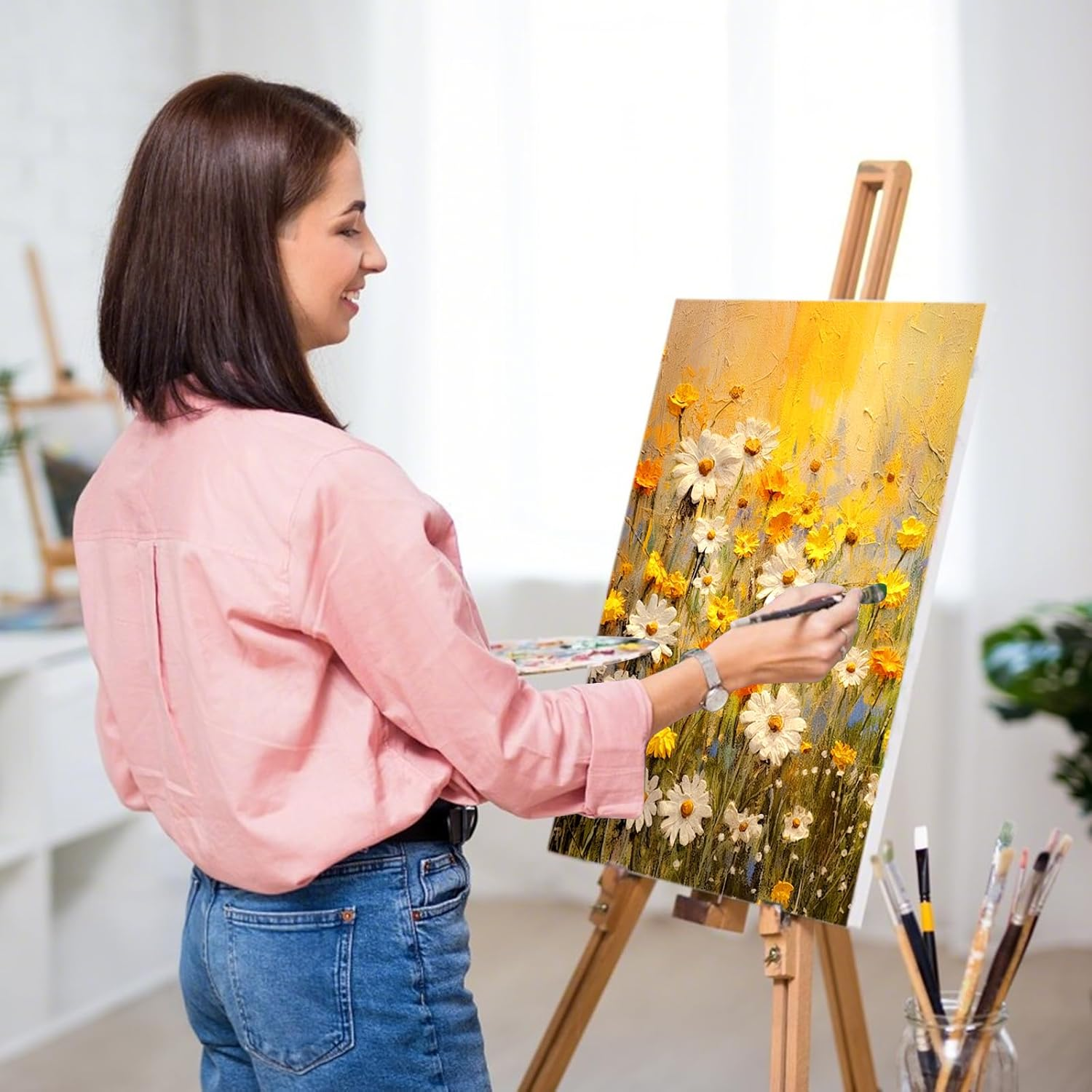 Koncci Stretched Canvas for Painting, 10 Packs Multiple Sizes Canvases Set, 10X15, 15X20, 20X25, 25X30, 30X40Cm, 280GSM Stretched Wooden Canvas Frames for Acrylic Oil Watercolor, Artist & Beginner image number 6