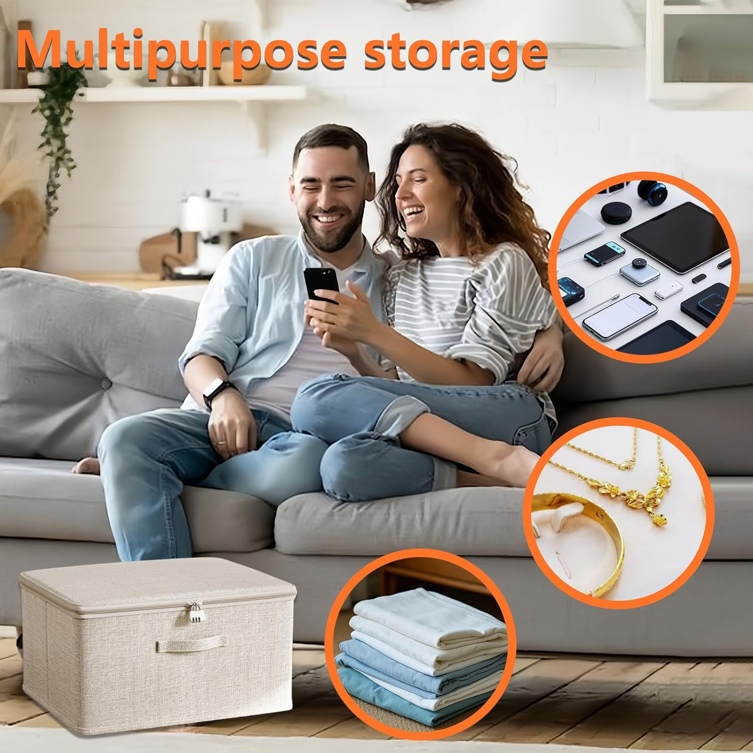 Locking Adult Game Toy Storage Organizer Lock Box Toy Storage Bins Women and Men Game Toys Storage Bags with 2 Drawstring Bags, Large Capacity 15 X 10 X 6.3 Inches image number 4