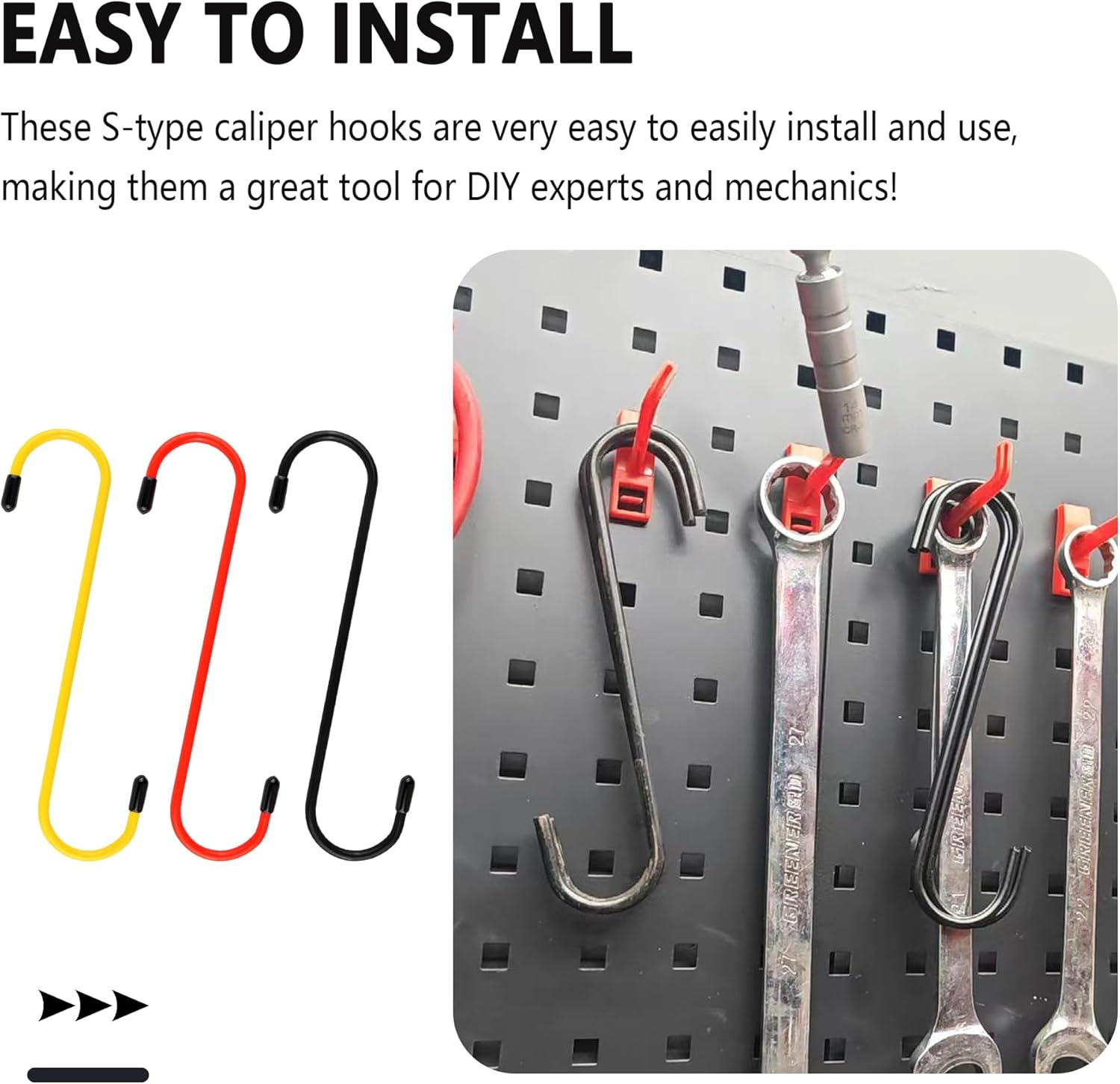 Junecarp 4PCS Brake Caliper Hangers,Durable Brake Caliper Hooks Suspension Tools for Changing Brake Pads,Strong Load-Bearing Brake Caliper Hanger Hooks Automotive Tool for Cars,Trucks (Black/4Pcs) image number 4