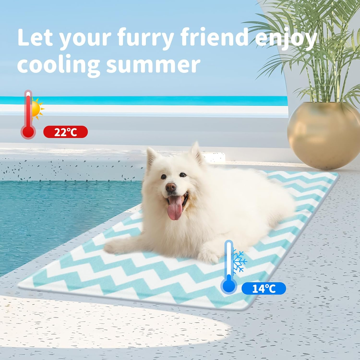 Pawz Pet Cooling Mat Summer Cat Dog Cushion Pad Sleeping Cool L, Non-Toxic Self-Cool Pet Sleeping Bed, Portable Foldable Summer Ice Pad Pet Cooling Cushion for Dogs Cats, Indoor Outdoor, Blue image number 6