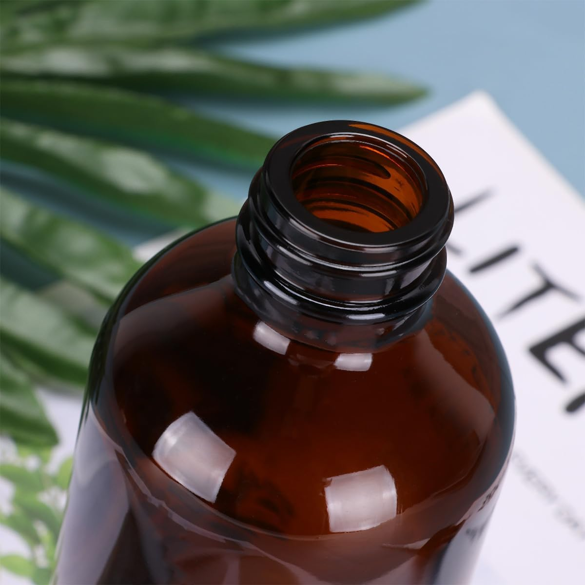 Iplusmile Brown 1000Ml Glass Cosmetics Bottle Pump Dispenser, Portable Refillable Emulsion Sub Bottle for Travel and Home Storage image number 6