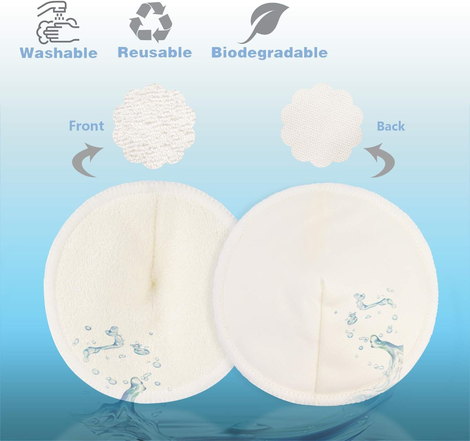 12 PCS Washable Bamboo Nursing Pads, Reusable Organic Breast Pads with Laundry Bag and Storage Bag, Soft & Super Absorbent - Perfect Baby Shower (Conical) image number 1