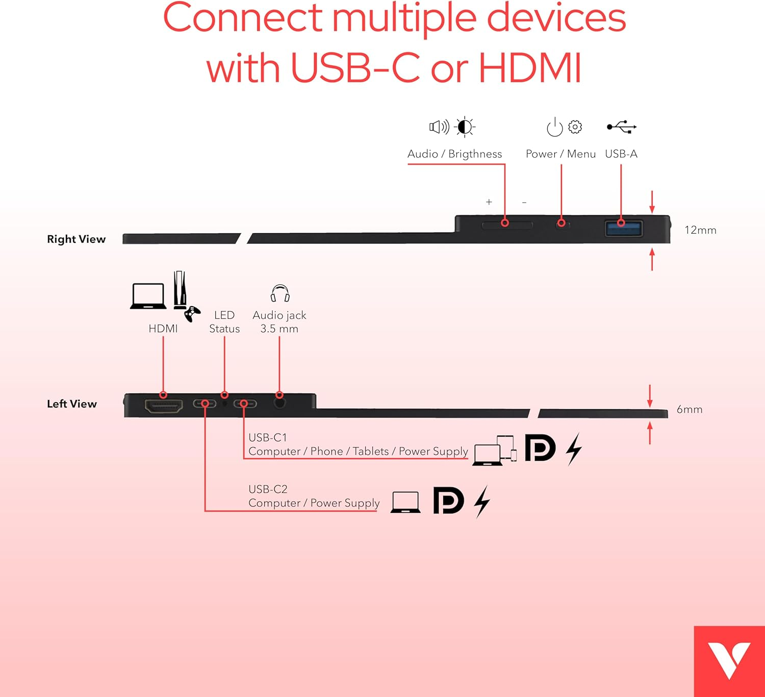 Verbatim Portable Touchscreen Monitor 14" Full HD 1080P Metal image number 4