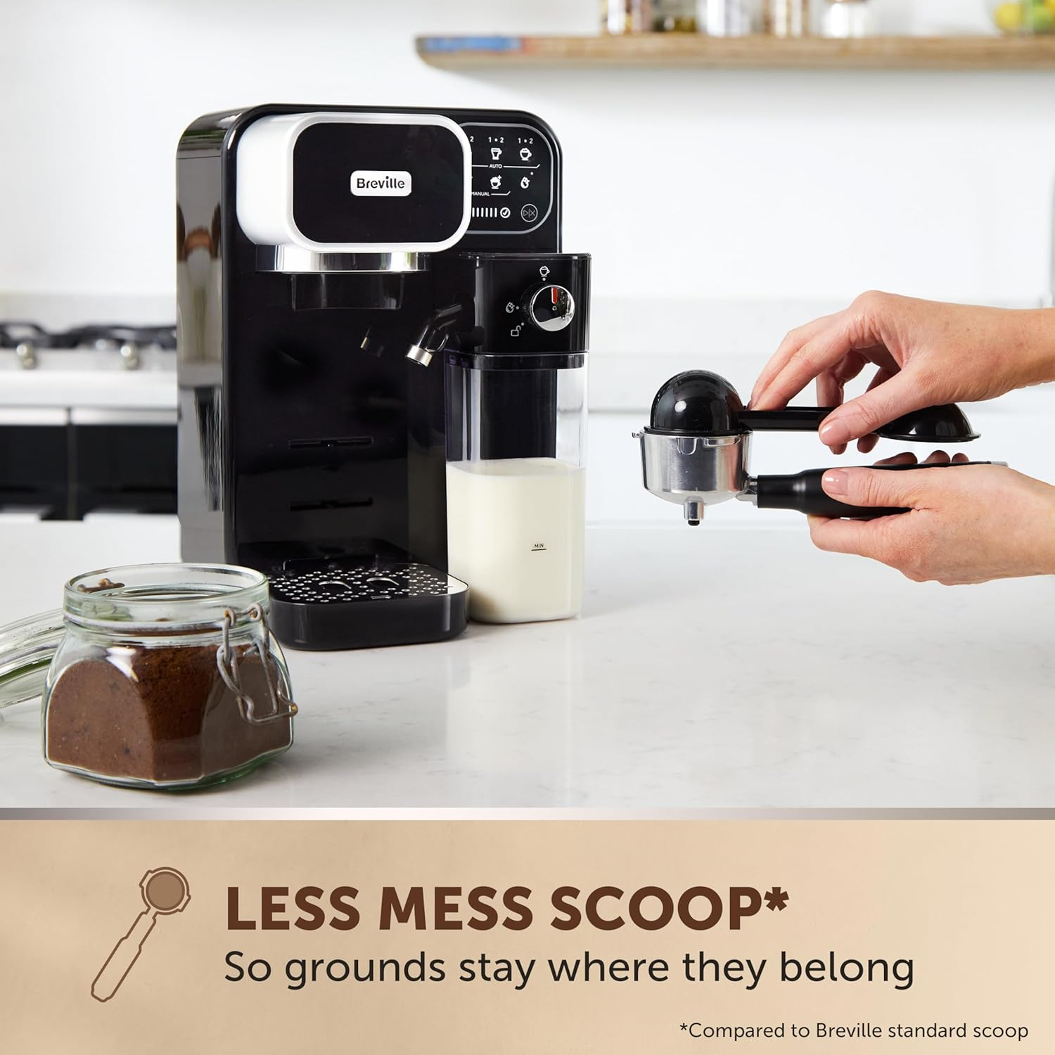 Breville Prima Latte Luxe One Touch Espresso Maker | Espresso Maker, Latte Cappuccino | Italian 19 Bar Pump | Automatic Milk Frother | Compatible with ESE Coffee Capsules | Black image number 5