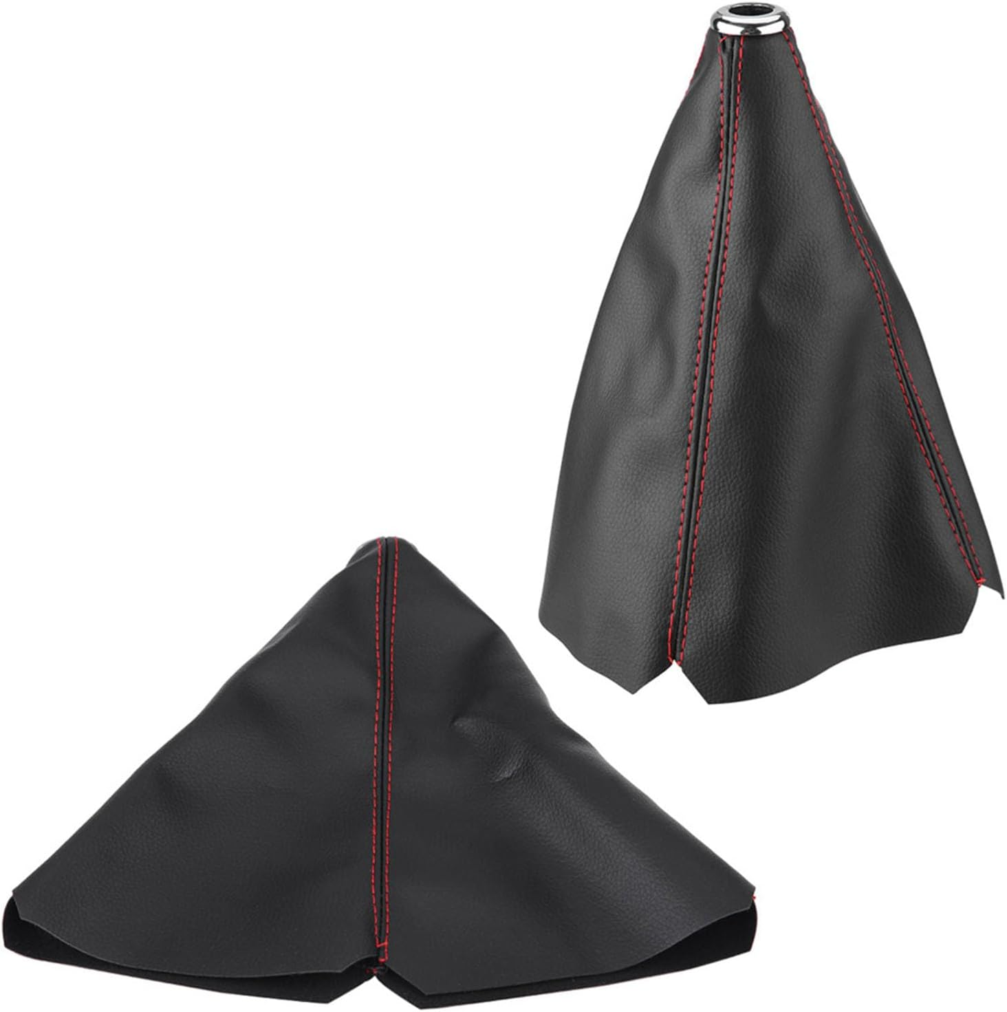 PU Leather Gear Shift Knob Cover, Red Stitch Boot Cover Large Size Fitment Easy to Install for Most Manual Transmission Cars image number 4