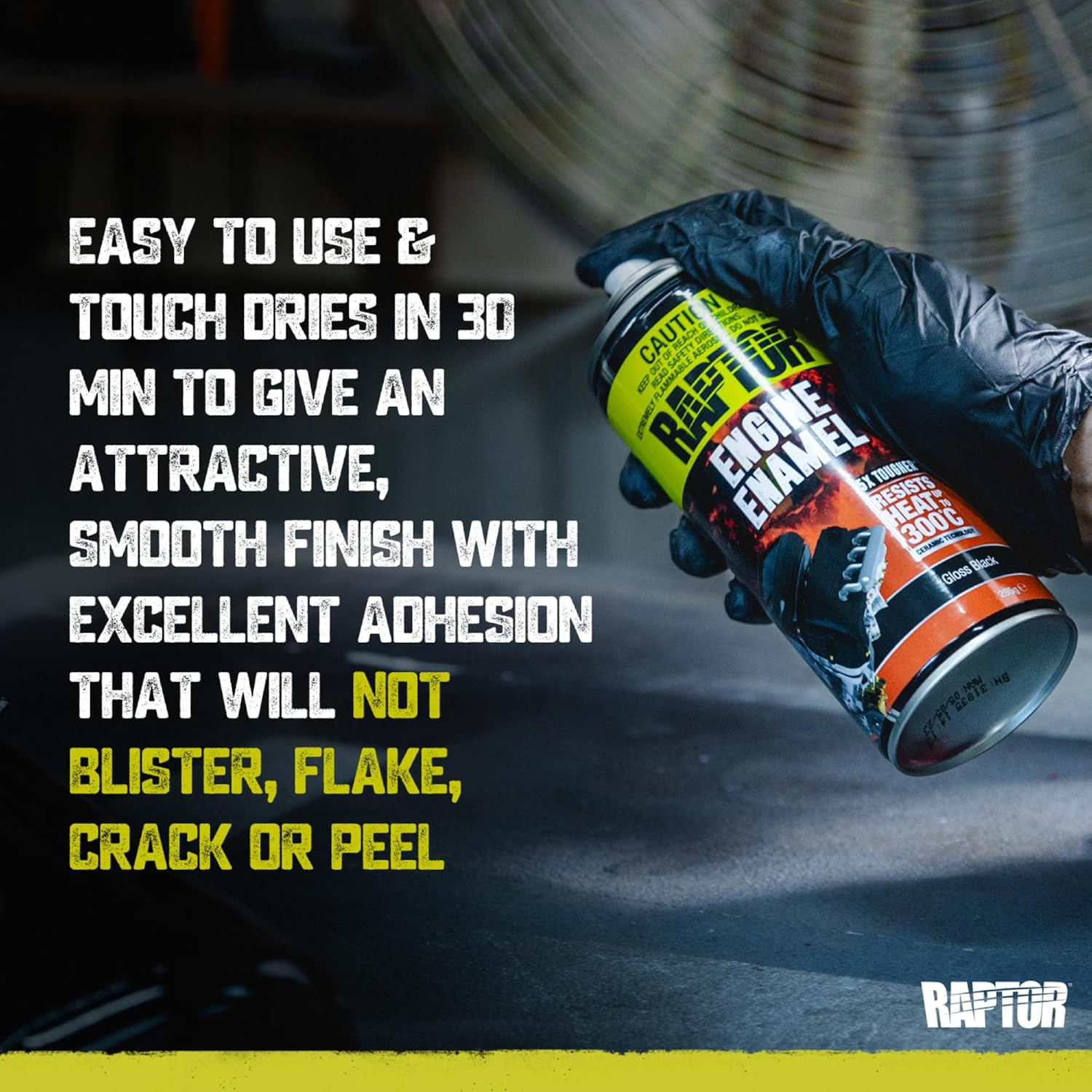 RAPTOR High Temp Engine Enamel, Heat Resistance up to 300&deg;C, Superior Corrosion Resistance, Excellent Adhesion, 5X Tougher than Ordinary Paint, 295G, Flat Black - Flat Black image number 4