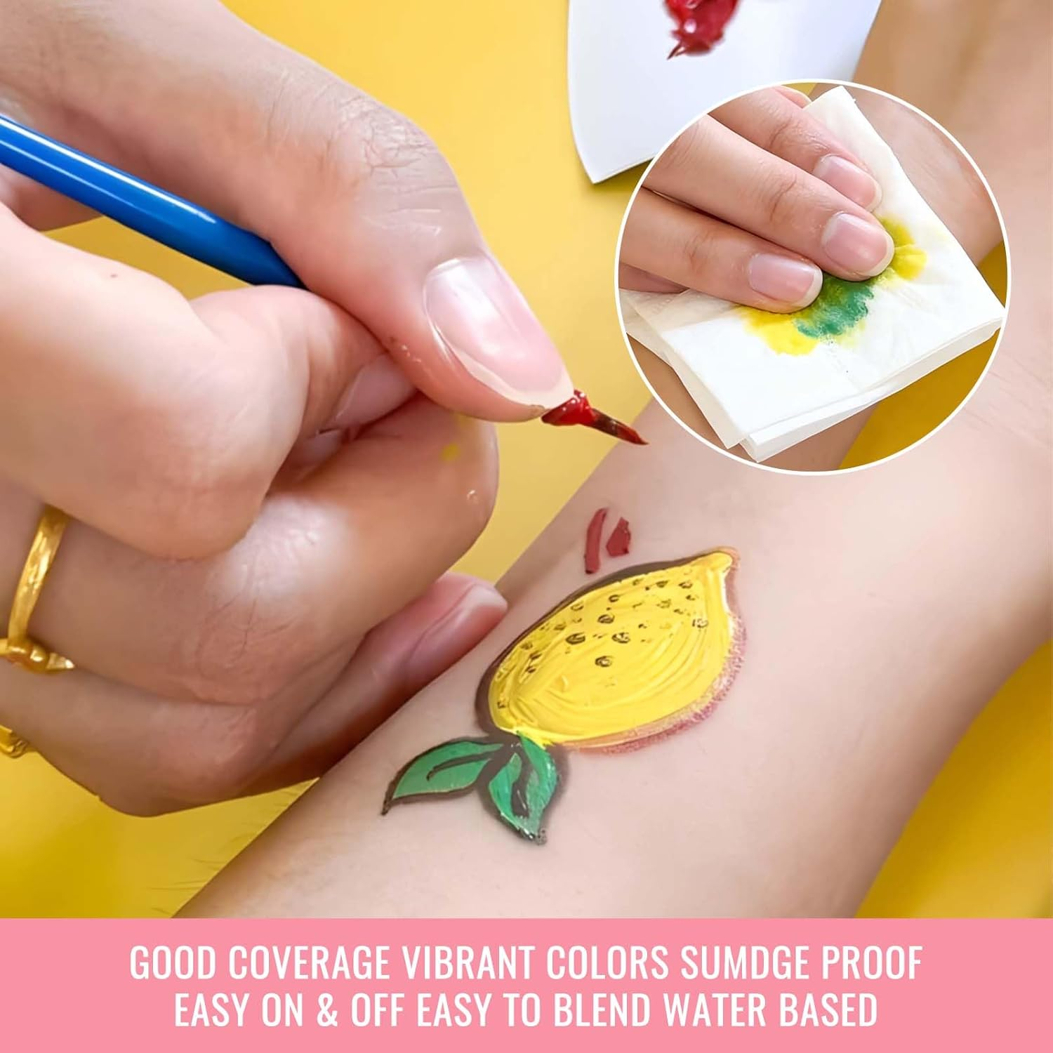 FLYTIN 44 Color Face Painting Kit - Non Toxic Water Activated Face Paint Palette with Stencils, Brush, Gems. for Carnival, Halloween, Costume Makeup and Any Creative Activity image number 1