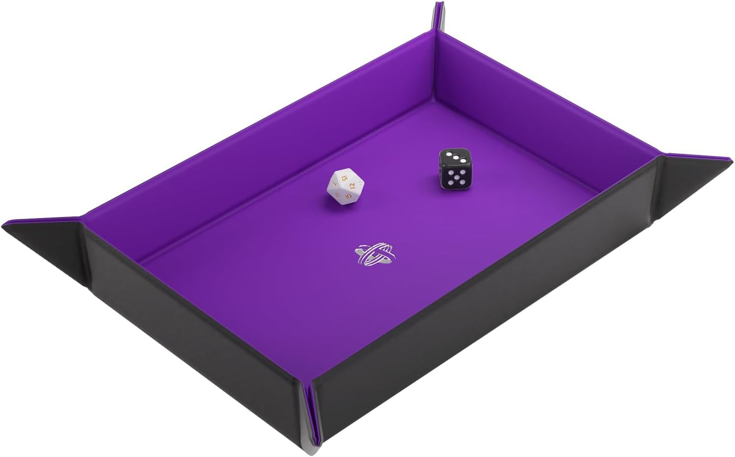 Gamegenic Rectangular Magnetic Dice Tray, Black/Purple
