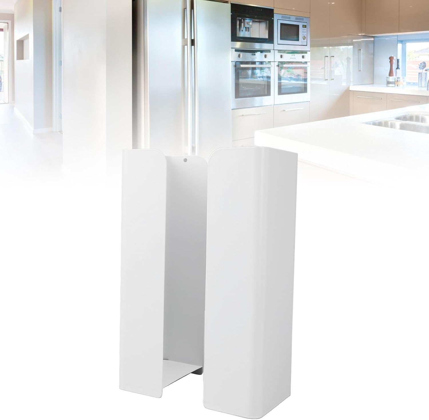 Magnetic Tissue Holder, Magnetic Glove Tissue Dispenser No Punching, Versatile Paper Towel Box Wall Mounted for Refrigerator Kitchen Bathroom (White) - Black image number 6