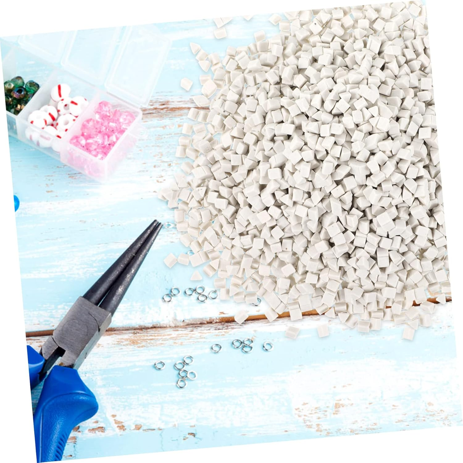 IWOWHERO 1 Set Rock Tumbler Media Tumbling Pellets Filler Media Tumbling Supplies Tumbling Abrasive for Grinding Rock Polishing Grit Craft Tumbling Abrasive White Triangle Ceramics image number 1