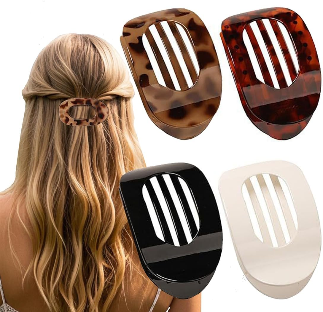 IKOPFLN Pack of 4 Hair Clips for Women, Hair Clips Women, French Hair Clips, Women, Flat Secure Hold Inner Teeth Hair Claws, Gift Hair Accessories for Women image number 5