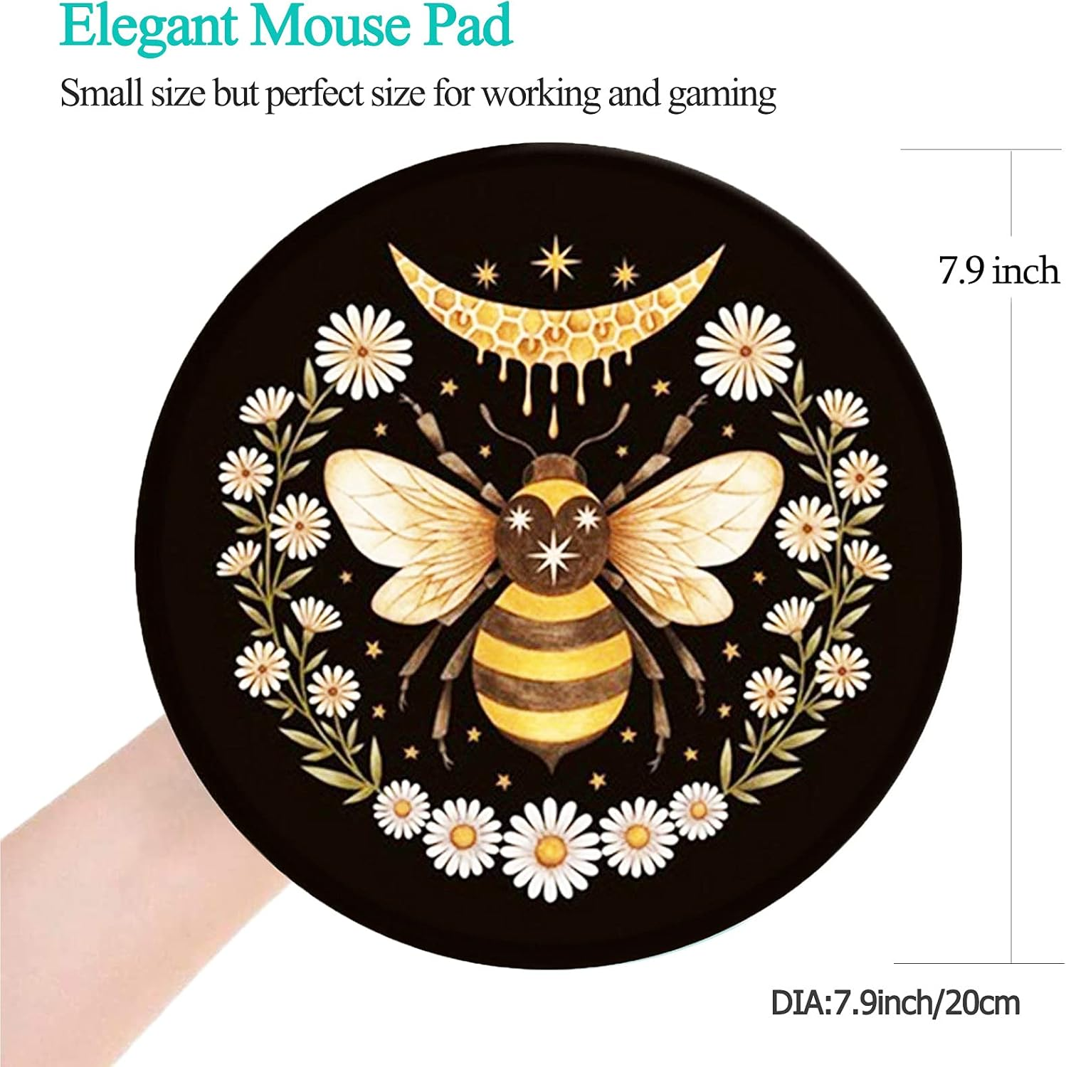 HEVITDA Mouse Pad, Premium-Textured Mouse Mat, Gaming Mouse Pad, Anti-Skid Rubber Base Mousepad with Delicate Stitched Edge for Laptop, Computer & PC, Honeybee - Cute Turtle image number 6