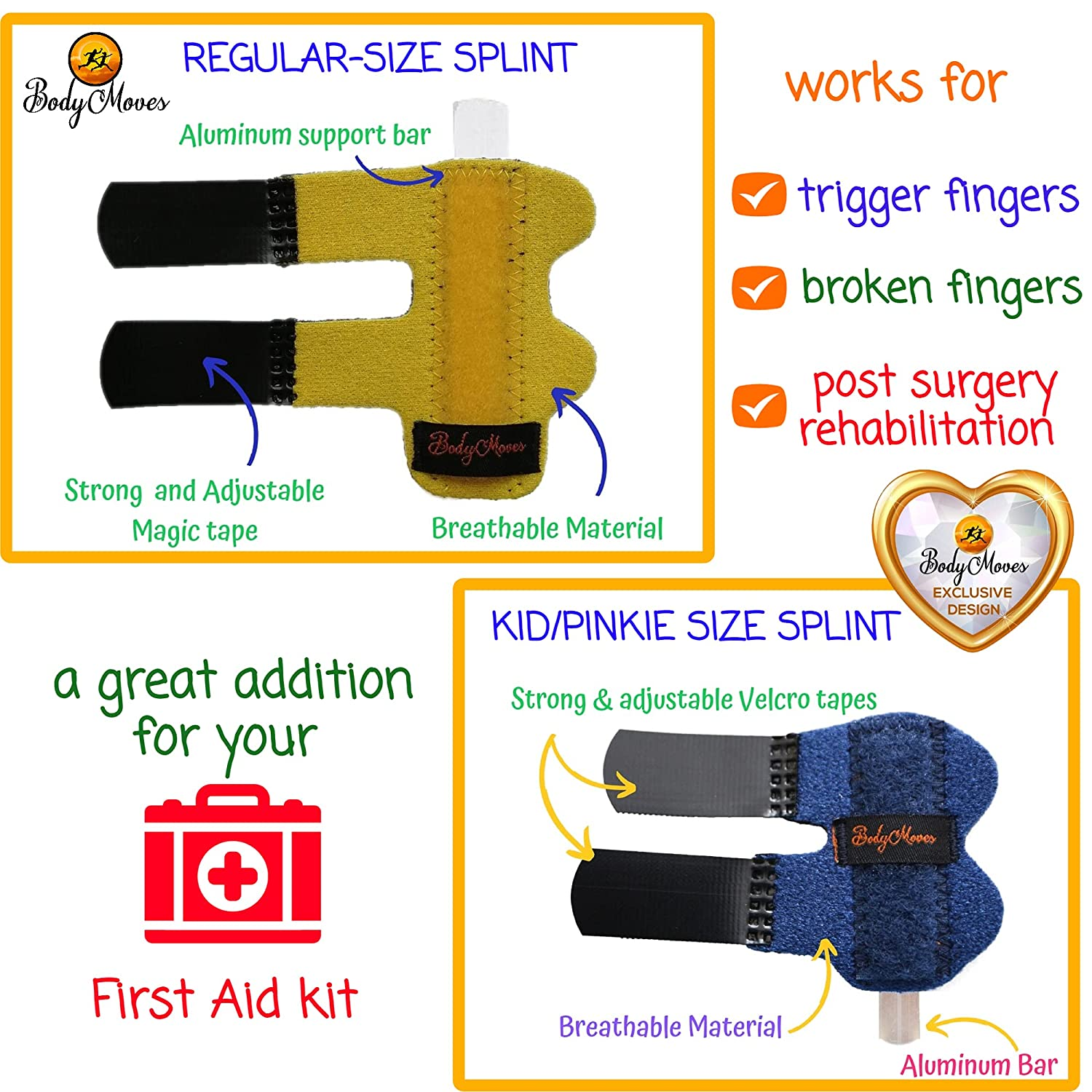 Bodymoves 5 Finger Splints plus 1 Blue Pinkie Splint image number 5