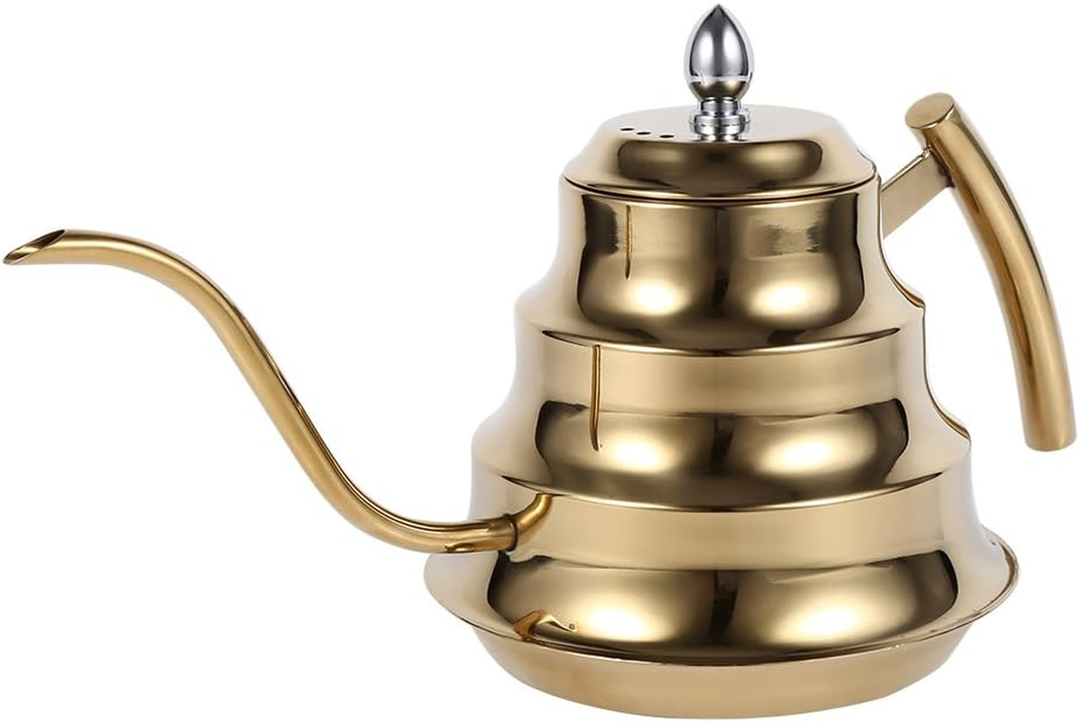 CHICIRIS Stainless Steel Coffee Pot, 1.2L Espresso Maker Mocha Pot,Coffee Machine Bamboo Joint Kettle Drip for Home, Office,Cafes (Golden) image number 6