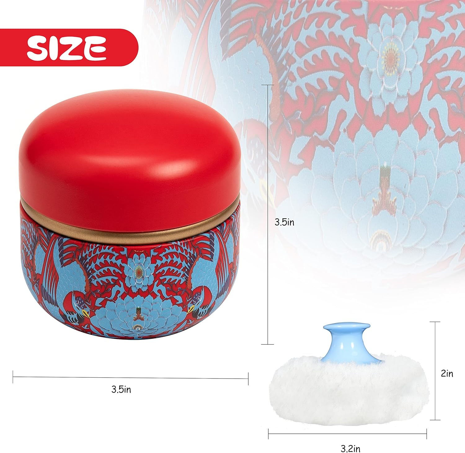 WEMEGA Body Powder Case with Powder Puff and Tea Box for Baby and Women - Travel Size (Abstract Totem) image number 6