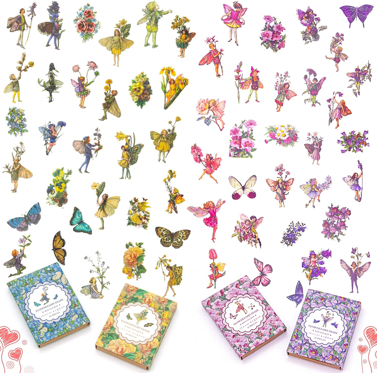 90 Pieces Fairy Stickers for Scrapbook, Transparent Flower Fairy Patch for Scrapbooking Hand Ledger Phone Case Laptop Diary DIY Crafts image number 2