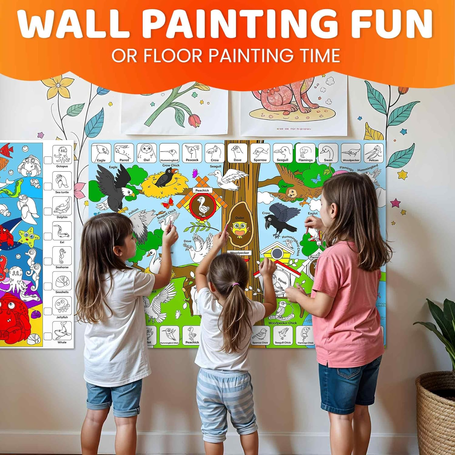 QUOKKA Giant Coloring Posters for Kids &ndash; 4-Pack 2X3 Ft Large Coloring Sheets with Educational Tasks &ndash; Floor & Wall Activities for Markers, Crayons, Paints &ndash; Classroom & Party Supplies for Ages 3-5 image number 6