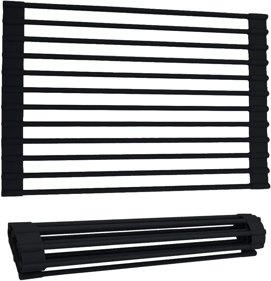 Silicone Dish Drying Racks, Non-Slip Roll up Dish Drying Drainers for Kitchen Sink Counter (43Cm X 33Cm, Black) image number 5