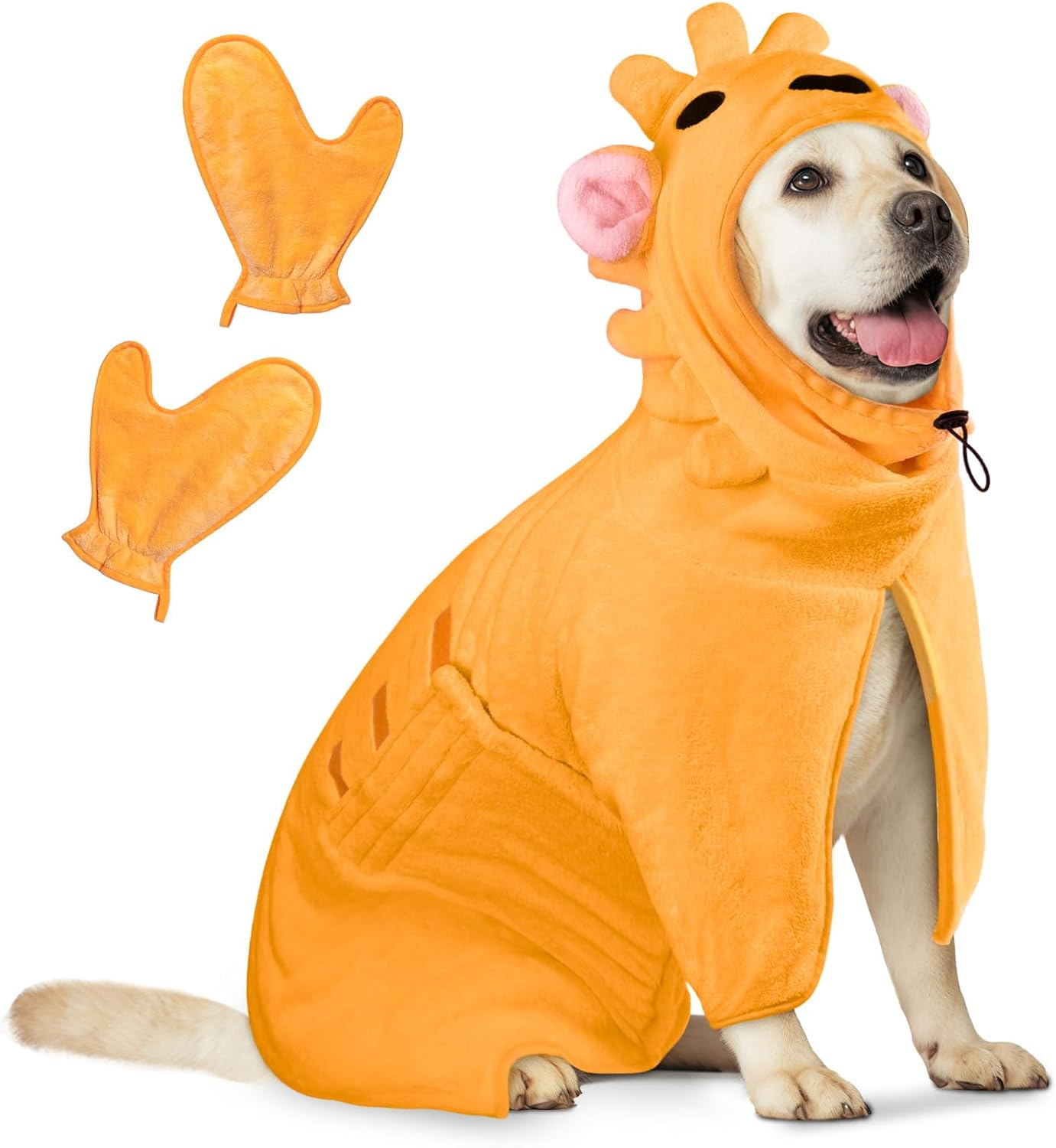 Bibykivn Bathrobe for Dogs, Microfibre Dog Bathrobe, Adjustable Collar with Velcro Closure, Quick Drying, Bath Towel for Large, Medium, Small Dogs/Cats (Blue, L) image number 4