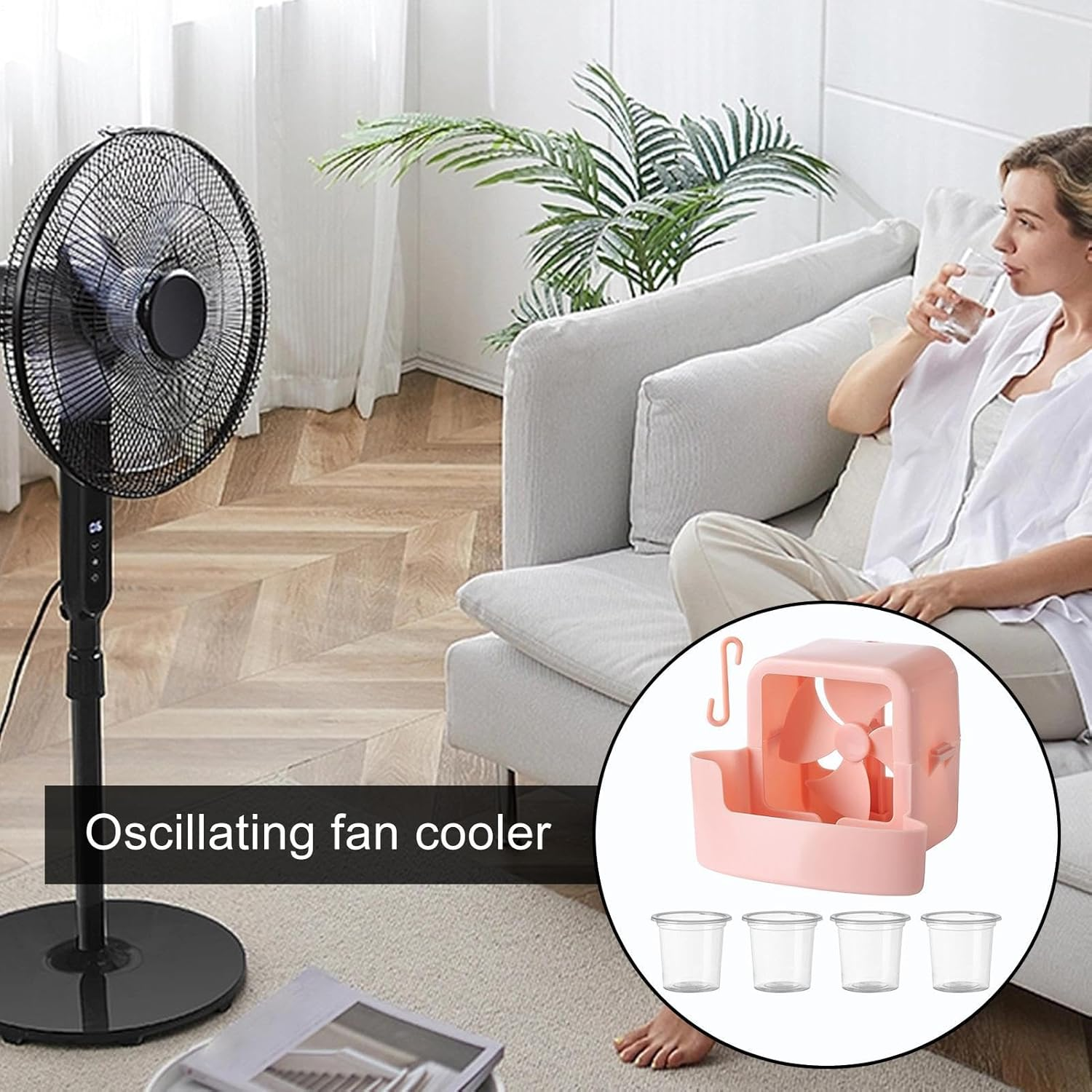 Fan Mist Cooling Adapter,Fan Cool Breeze Clip - Portable Hangable Ice Box Attachment Accessories Cooler for Festival Terrace Alley Balcony
