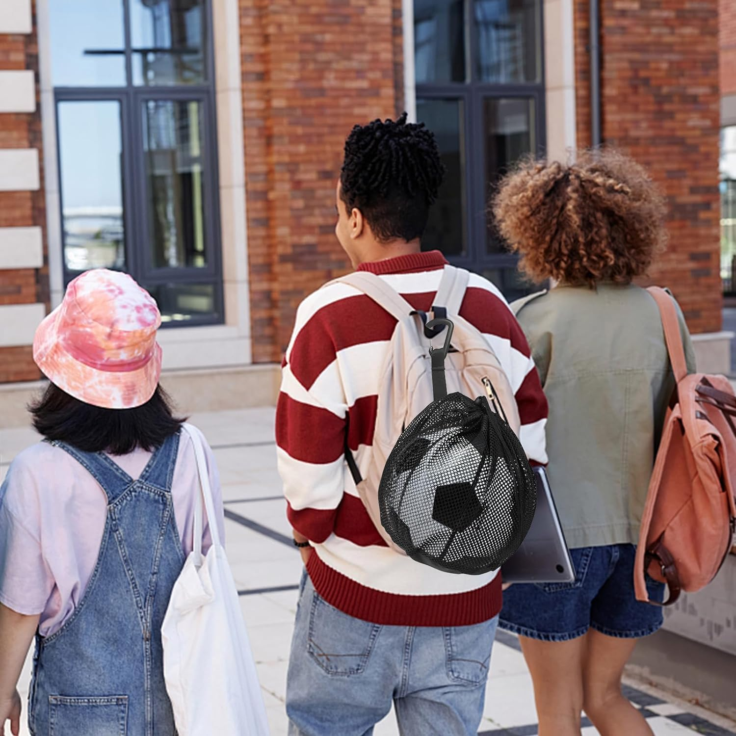 Wzenclave Single Ball Bag Ball Storage Bag Mesh Carry Bag with Zipper Pocket Drawstring Sling Back Bag with Buckle Clip Ball Storage Sling Bag for Carrying Basketball Volleyball Soccer Football image number 1