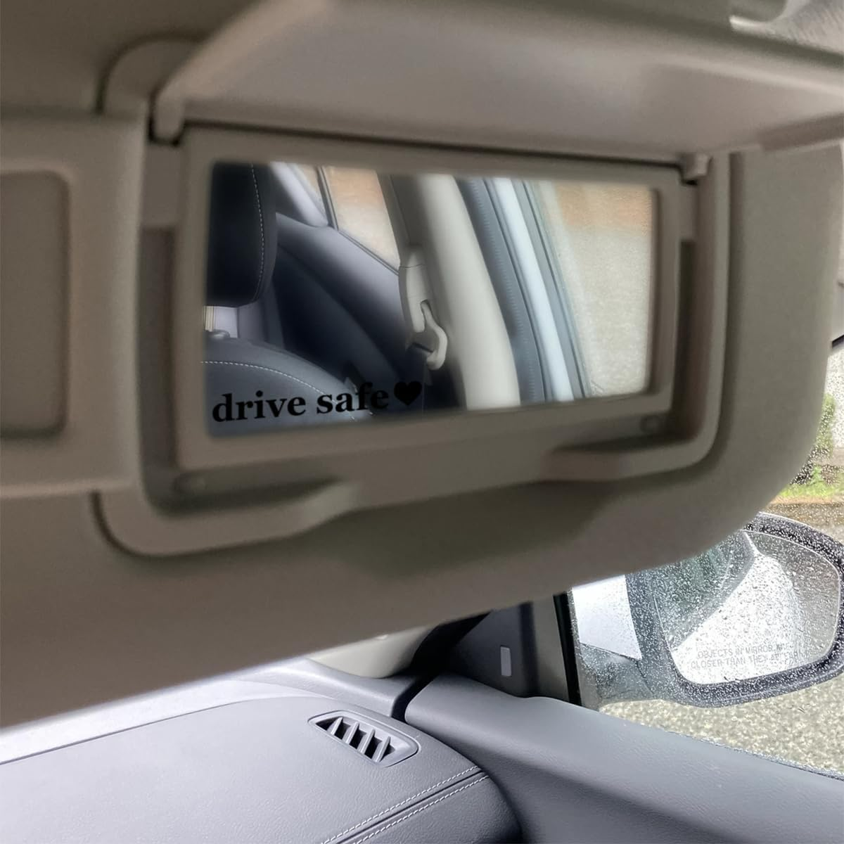 BELOMI Drive Safe Heart Mirror Decal, 3 PCS Car Rearview Mirror Window Windshield Letter Sticker, Funny Cute Reflective Sticker for Girlfriend Relationship Boyfriend, Car Accessories (Black) image number 3