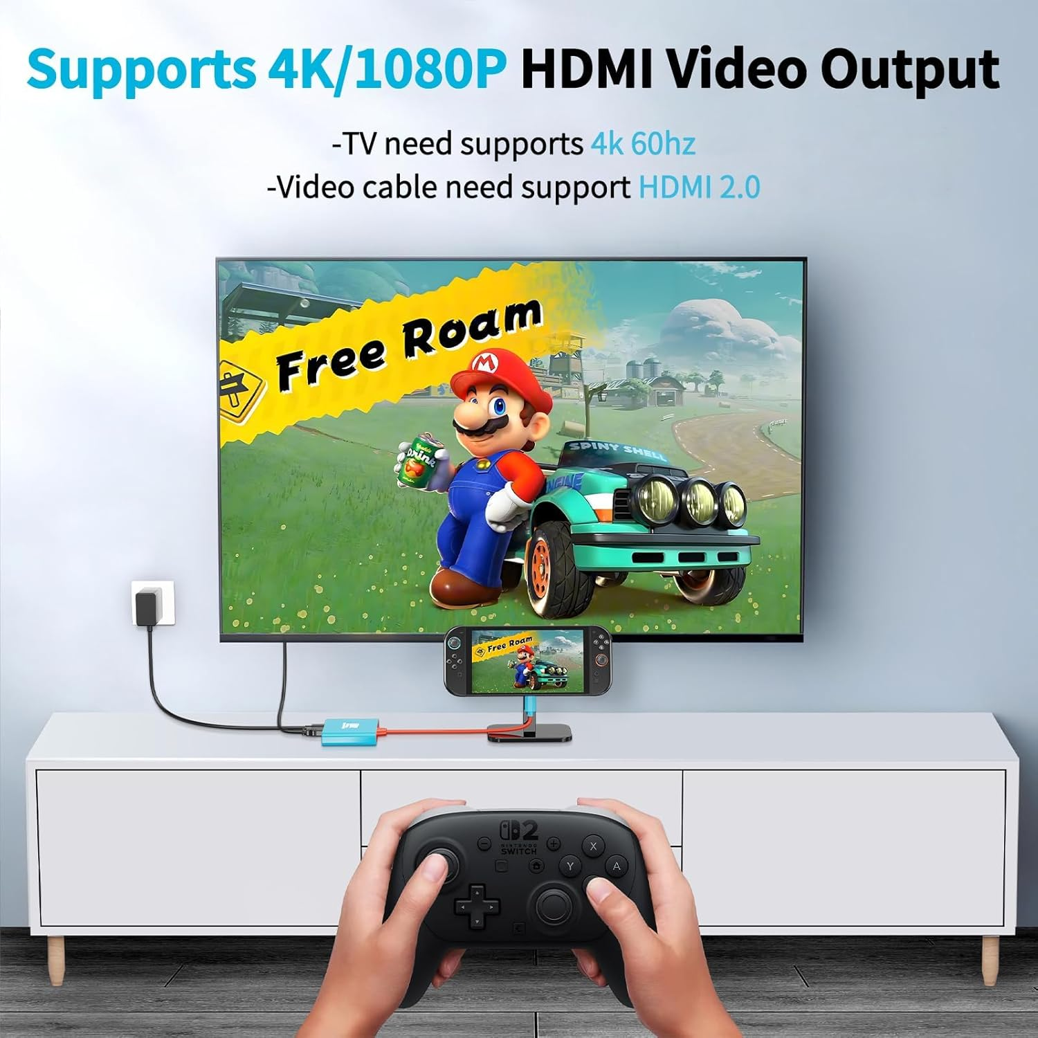 Docking Station Compatible with Nintendo Switch 2, Replacement for Nintendo Switch 2 Dock,Portable Travel Docking Station with HDMI2.0/PD 100W/USB3.0 Port,Support 4K/60HZ Switch 2 TV Mode image number 2