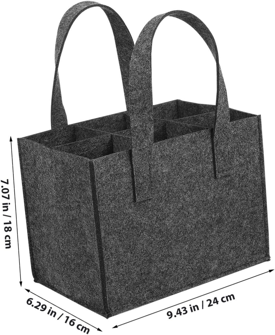 Gogogmee Bottle Tote Bag for 6 Bottles 4Pcs Thick Felt Wine Carrier with Divider Handbag Portable Wine Storage Bag for Travel Camping Picnic