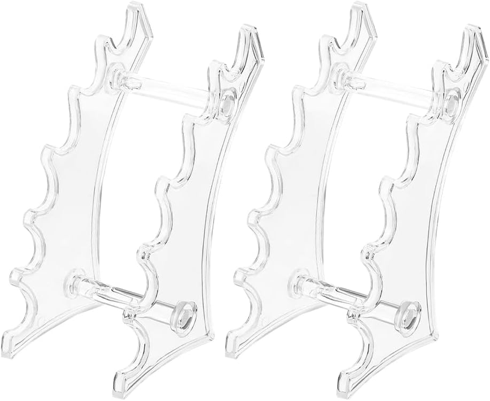 FOMIYES Transparent Acrylic Pen Holder for Desk, 2Pcs Eyeliner Eyebrow Pencil Display Rack, Office Writing Pens Organizer, Arc-Shaped Makeup Stand