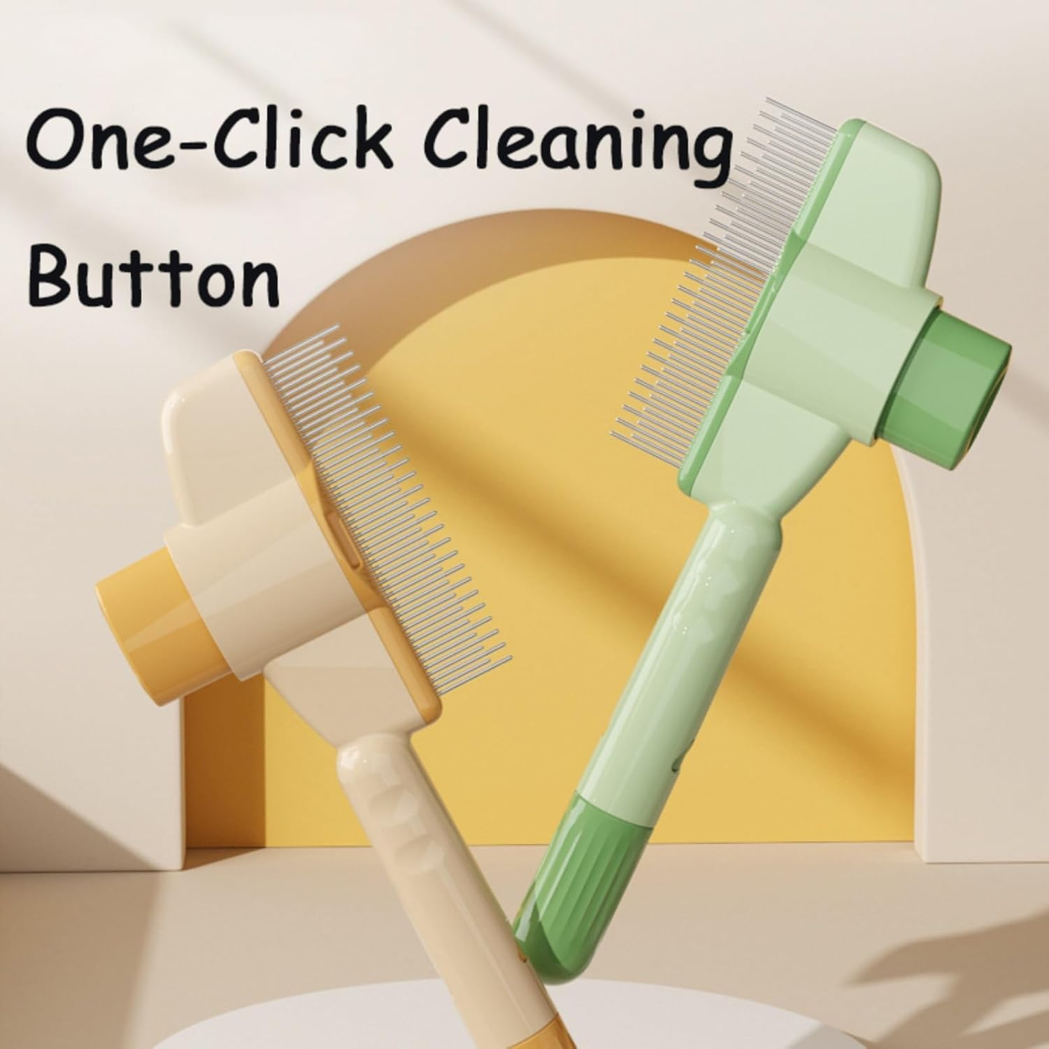 Self-Cleaning Pet Flea Comb Grooming Brush, Pet Hair Removal Comb Flea Comb, 2025 New Grooming Brush Flea Comb for Cats and Dog, Pet Comb New Cat Brush with Release Button (Mix 4PCS) image number 5