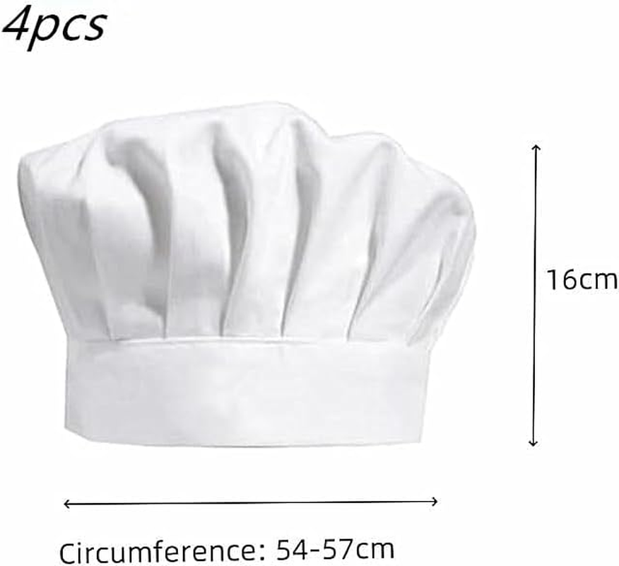 Walquicks 4 Pcs Chef Hat, Catering Hats,White Chef Caps, Adjustable Elastic Cotton Cooking Cap, Reusable and Washable Durable Cooking Chef Cap for Home, Restaurant, Kitchen, Baking and Party Favors image number 2