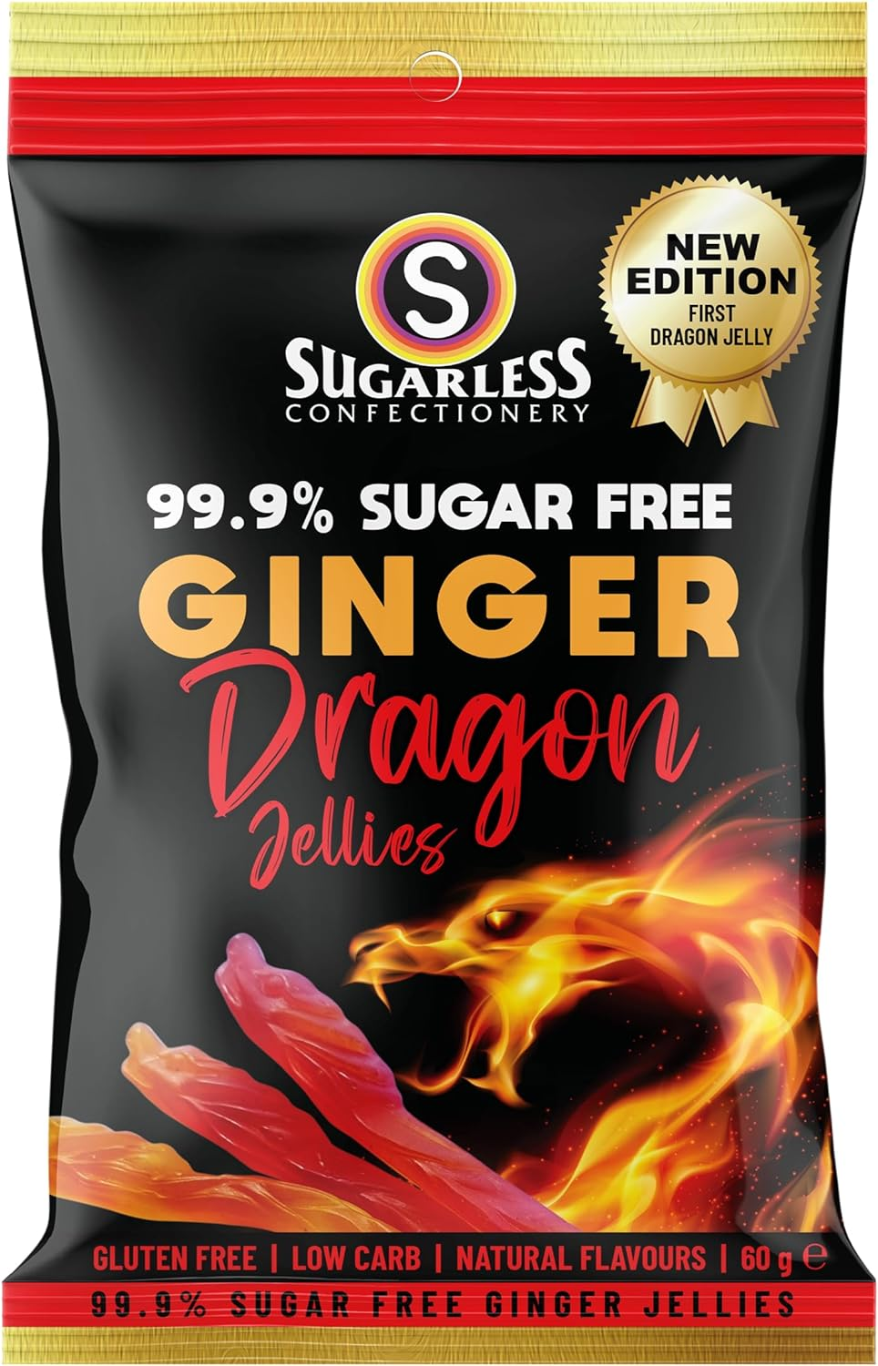Sugarless Confectionery Ginger Dragon Jellies 60G image number 3