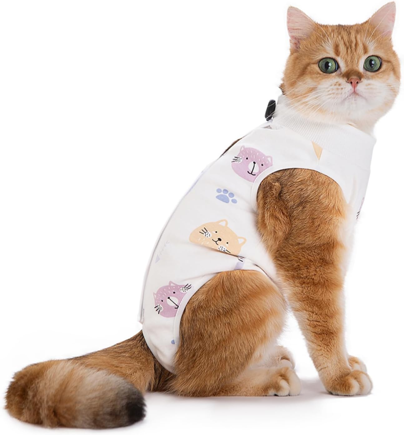 Velmoriah Cat Recovery Suit Female, Breathable Cat Onesie after Surgery for Spay Abdominal Wounds or Skin Diseases, Kitten Surgery Recovery Suit for Cats Anti-Licking (Alpaca, L)