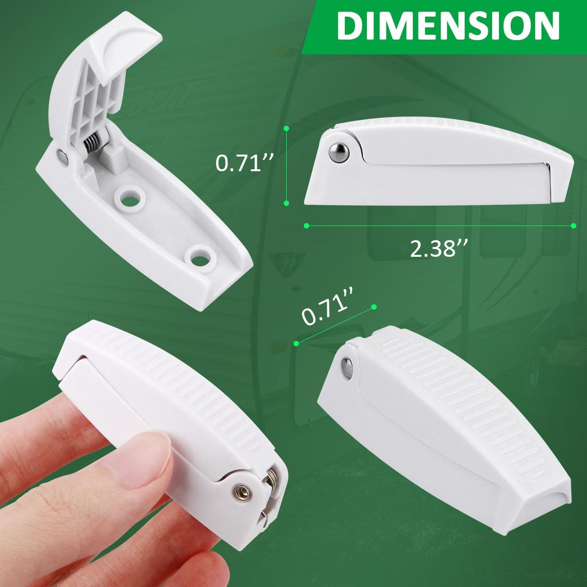 2Pcs RV Door Holder Clips Camper Door Latch Baggage Door Catches Compartment Latch Holders Fit for Various RV, Travel Trailer, Camper Vans, Motor Home to Keep Door Open image number 1