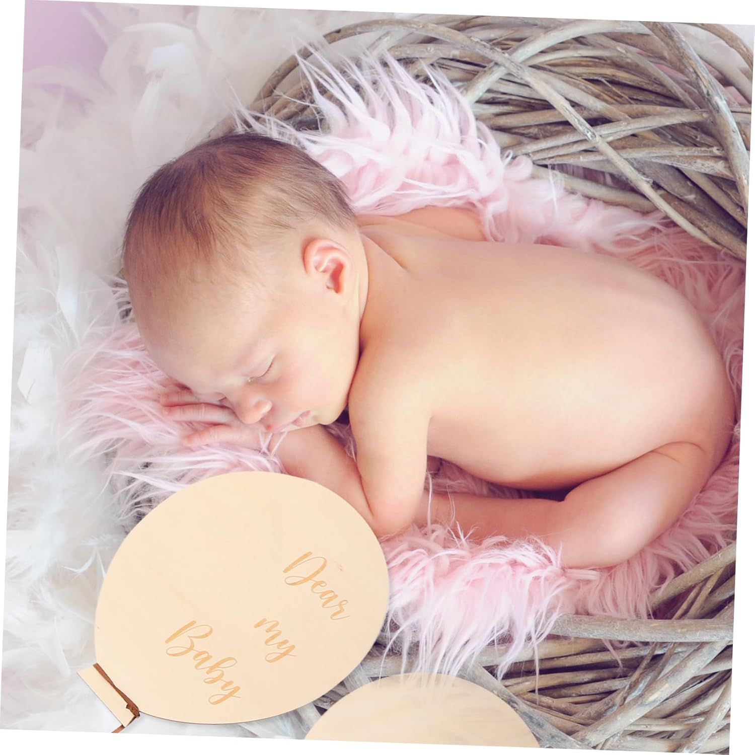 2Pcs Wooden Milestone Cards Monthly Growth Sign for Newborn Photography Creative DIY Prop for First Birthday Special Moments Recording