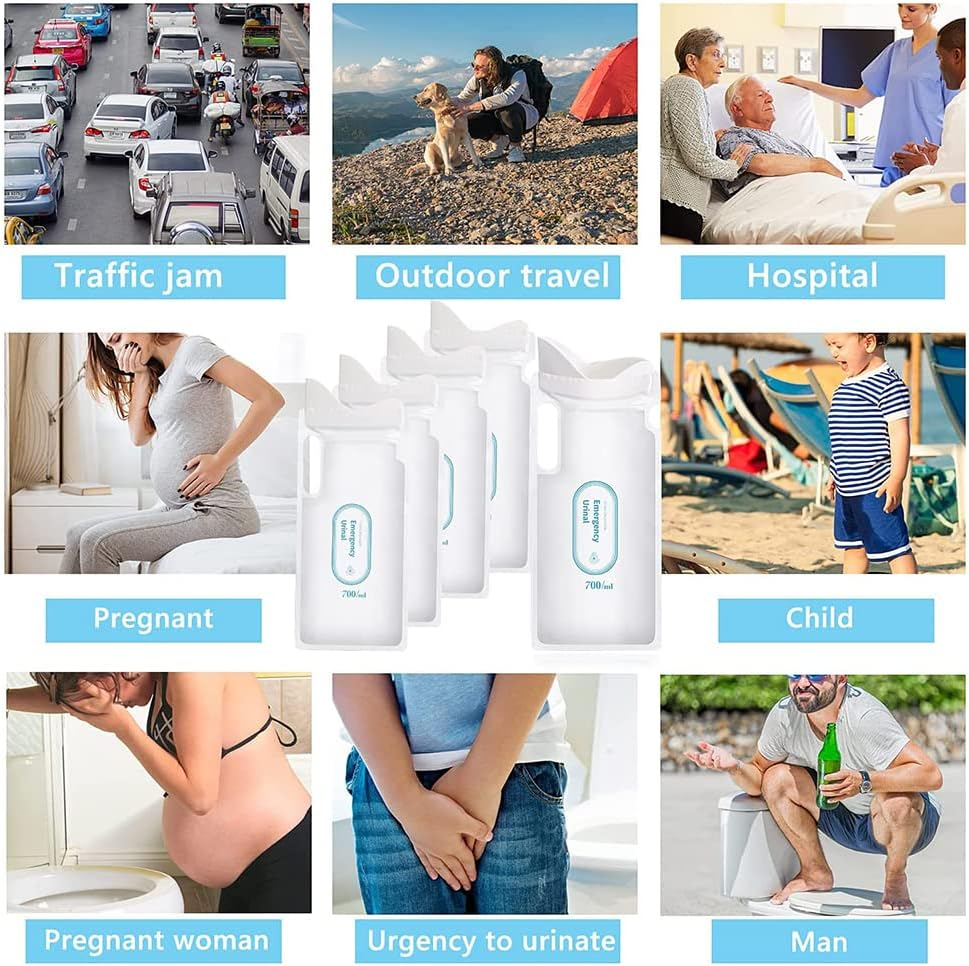Disposable Urinal Bags (8 Pack/700 Ml)-Easy to Use & Portable for Camping Pee Bags-Unisex Urine Bag Is Convenient When Travel Traffic Jam for Vomit Bag-Portable Toilet Bag Suitable for Men Women Kids Patient image number 4