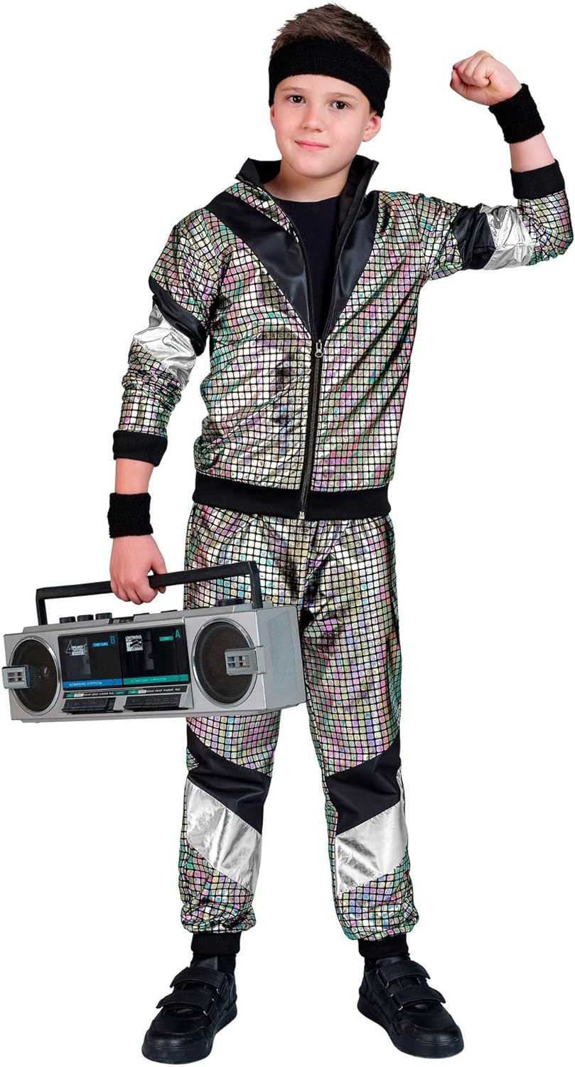 Widmann Children'S Tracksuit Costume, Disco Style, 80S Outfit, Jogging Suit, Bad Taste Outfit, Fancy Dress Costumes, Multicolor, 164 image number 5