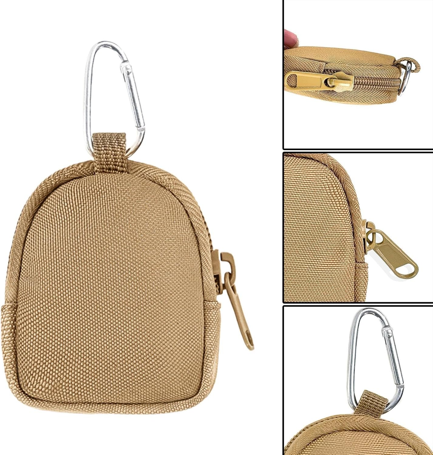 Small Bag Keychain, Small Bag for Backpack | Small Backpack Coin Purse | 8Cm/3.15" Small Bags Accessories, Cute Zipper Wallet Bag for Key, Mo, Khaki, Consulte La Descripci&oacute;n, See Description image number 4