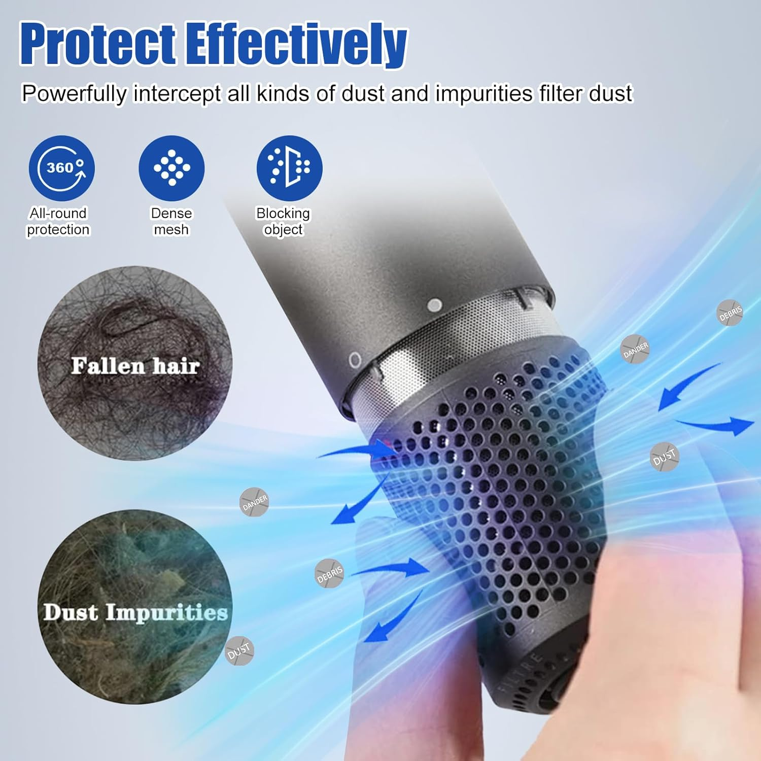 Hair Dryer Dustproof Universal Filter Cover for Dyson HD01 HD03 HD08 HD15, Detachable Hair Dryer Outer Strainer Filter Cage Replacement Parts image number 5