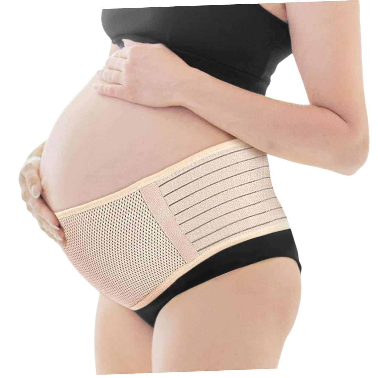 Maternity Belly Belt and Abdomen Support Band Breathable Waist Care Belt Pregnancy Protector Back Brace for Women Beige Free Size image number 6