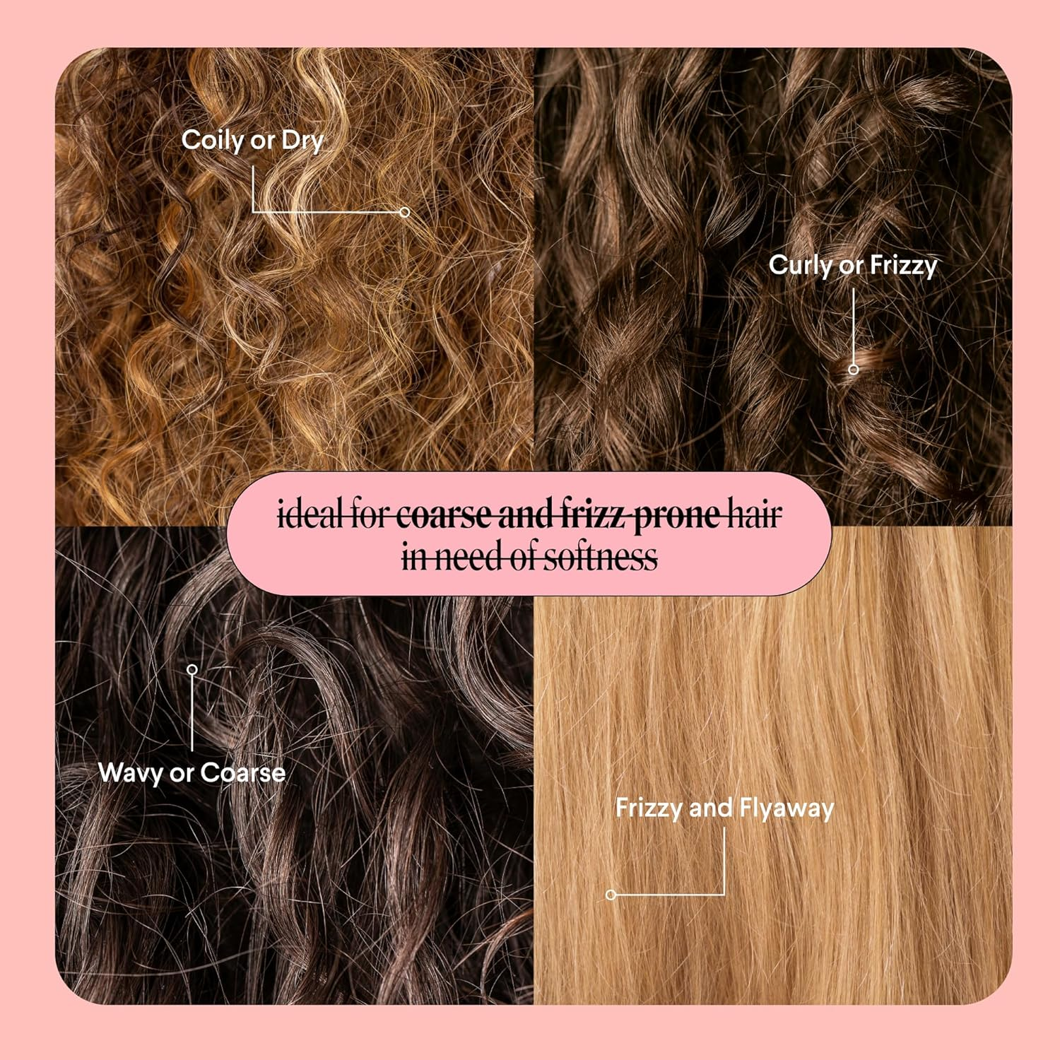 MONDAY HAIRCARE 4 X 354 Ml Smooth Conditioner, for Frizzy, Coarse, and Curly Hair, Made from Coconut Oil, Shea Butter, & Vitamin E, 100% Recyclable Bottles, Pink image number 1