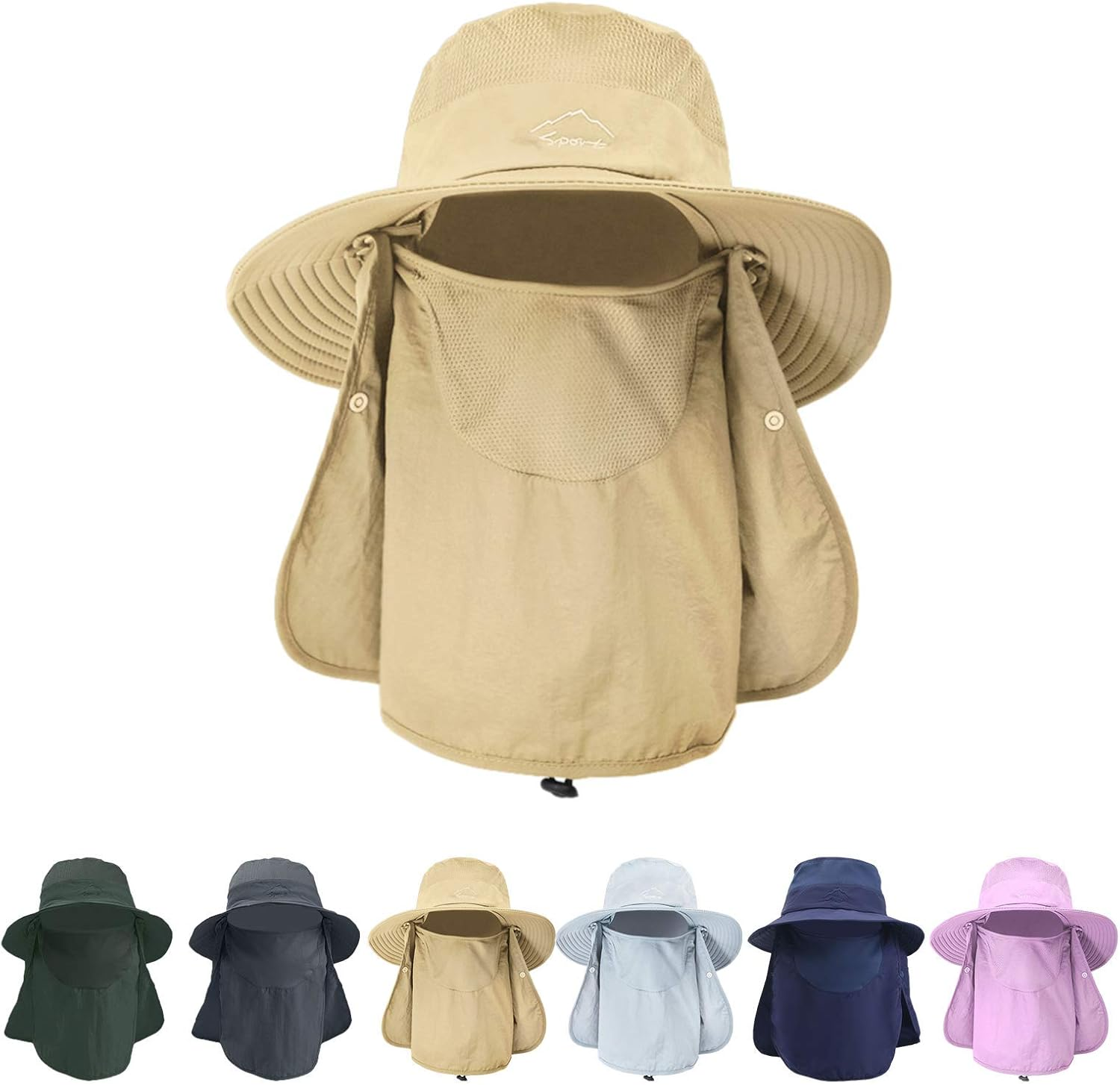 Sun Hat Men Women Summer Outdoor Unisex UV Protection Hat Adjustable Removable Foldable Fishing Hat Breathable Quick Drying Hiking Hat - A1 image number 3